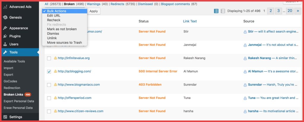 لینک شکسته در brokenlink